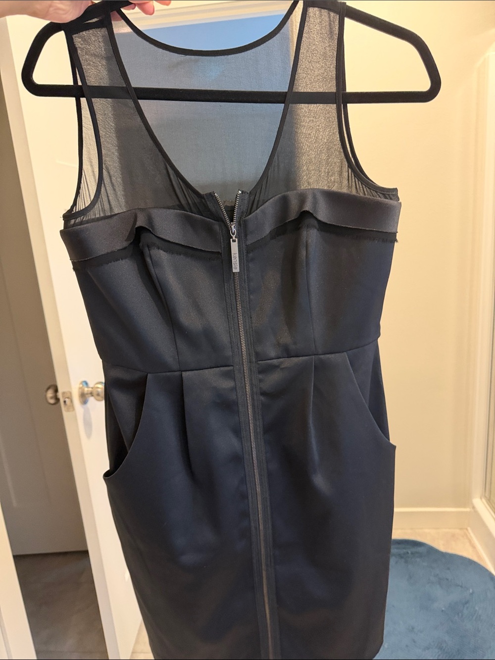 Kensie Black Mini Dress with Sheer Mesh Yoke